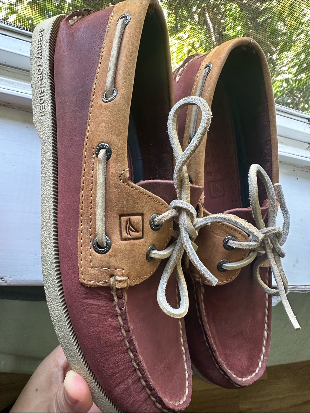 Sperry Two-Tone Brown and Tan Boat Shoes men.